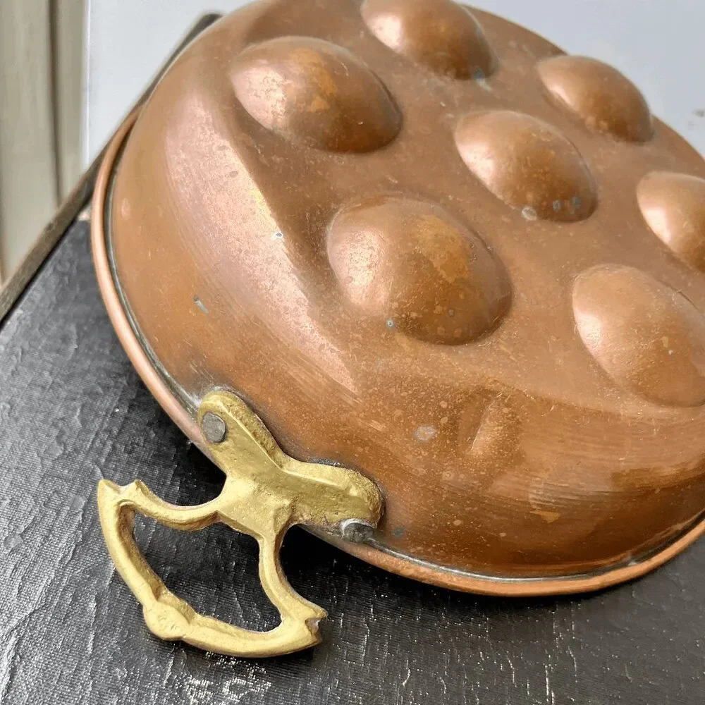 French Country Copper Escargot Pan VTG Rustic Cottage Decor Egg